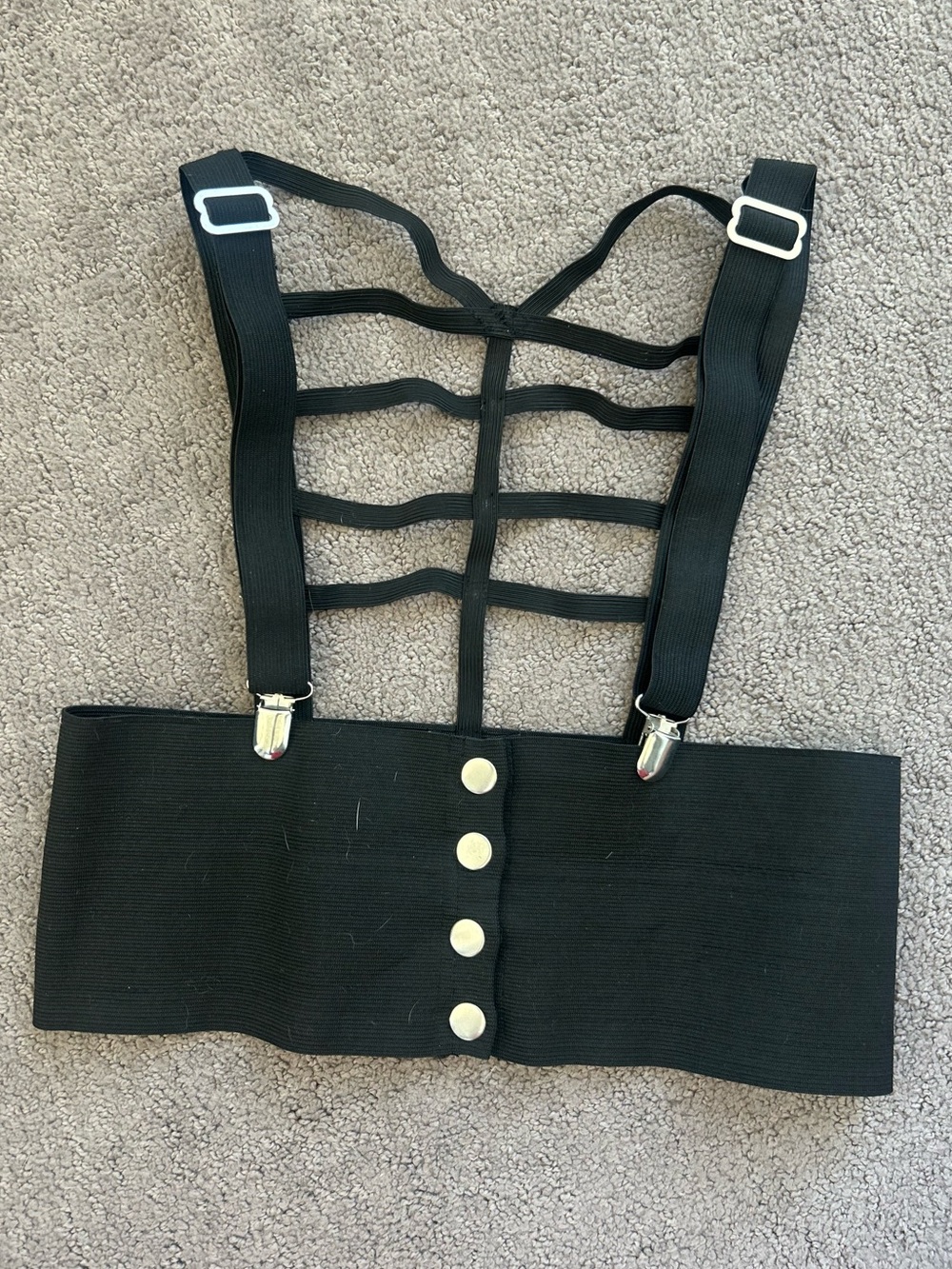 Hot Topic Black Elastic Corset Belt with Snap and Strappy Detail
